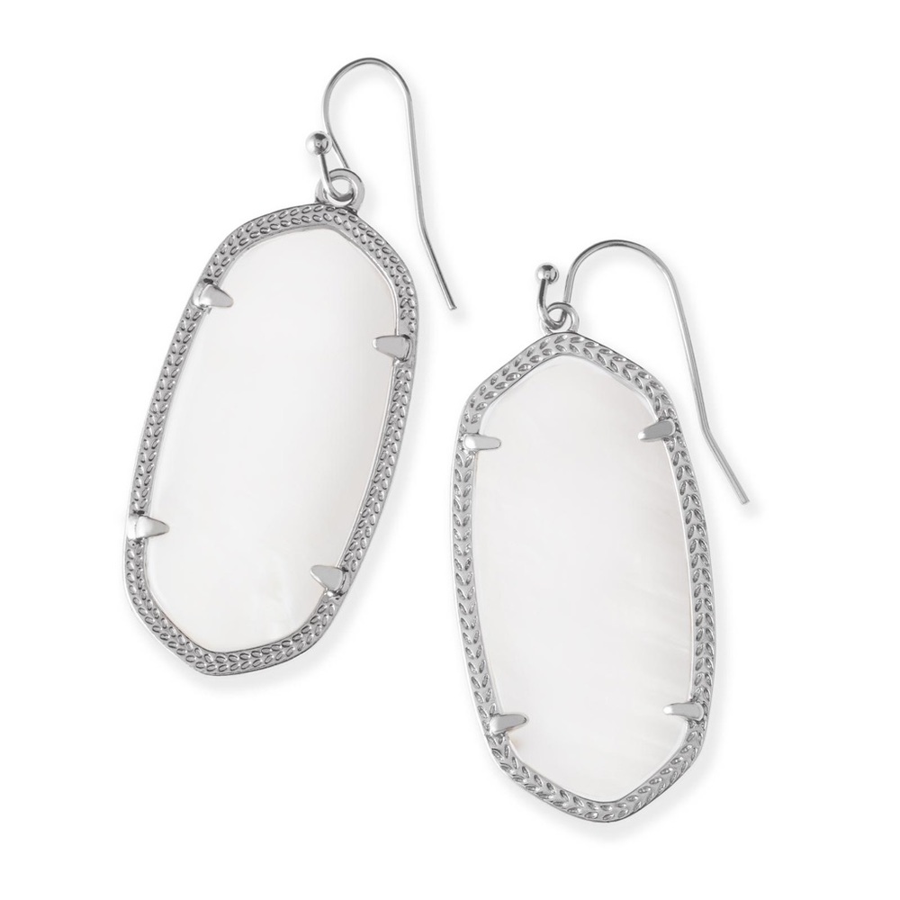 Kendra Scott Drop Earrings Silver and White